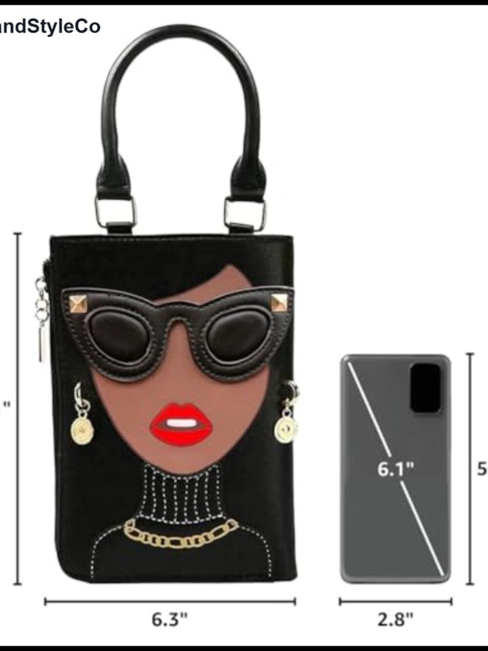 Unique 3D Lady Face PU Leather Satchel Handbag Crossbody Shoulder Bag Novelty - Picture 2 of 6